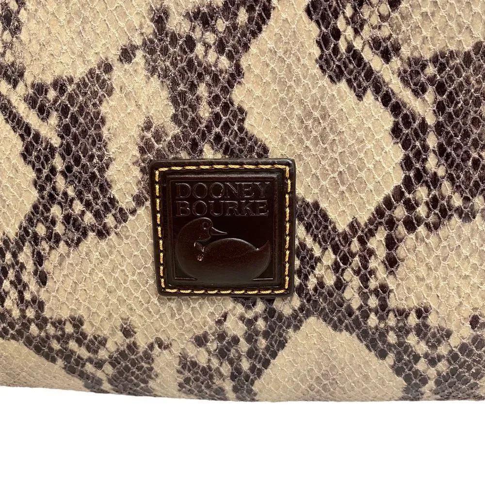 Dooney & Bourke Brown Leather Snake Skin printed Large Hobo Shoulder Bag